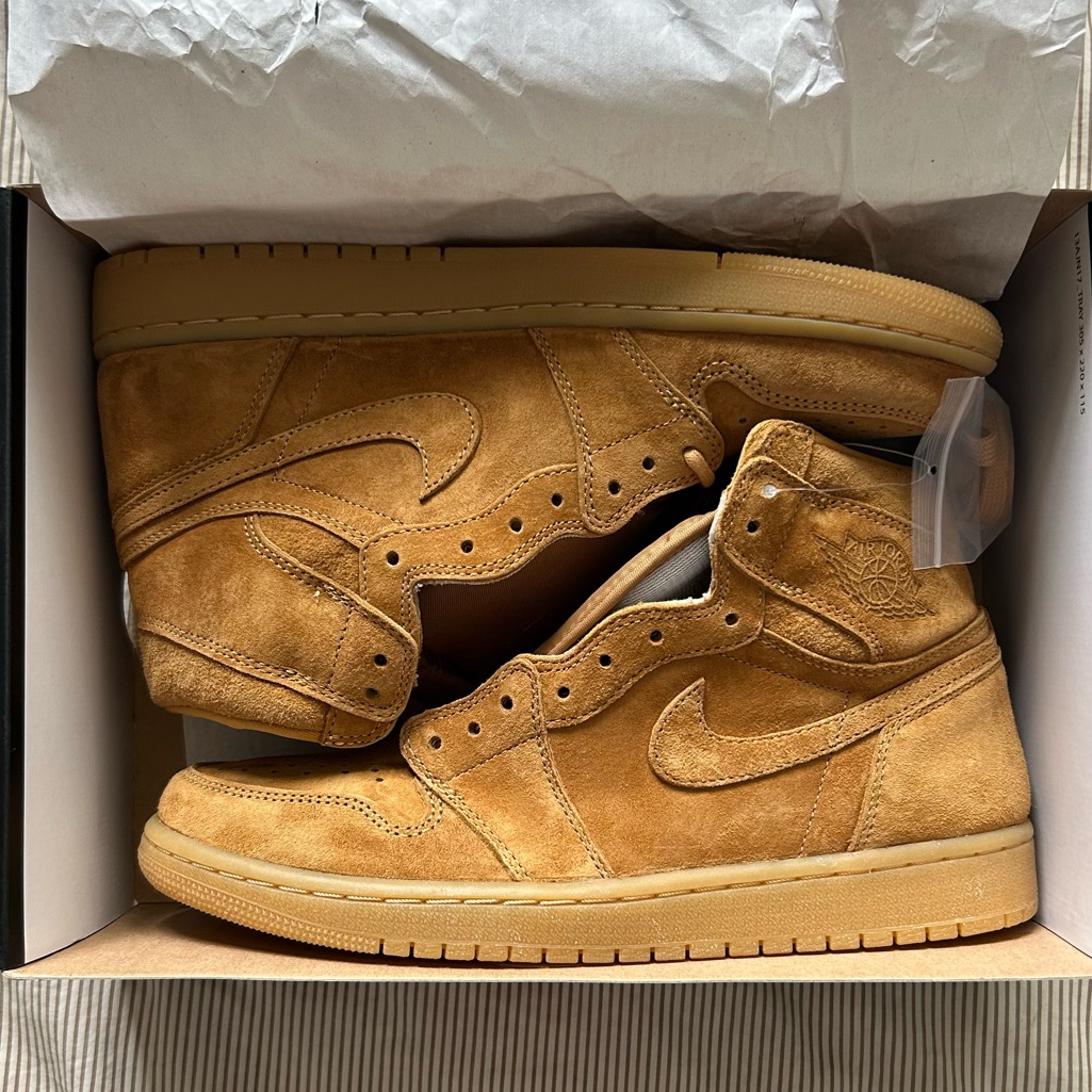 Air Jordan 1 Retro High Og Golden Harvest Wheat Tan With Box